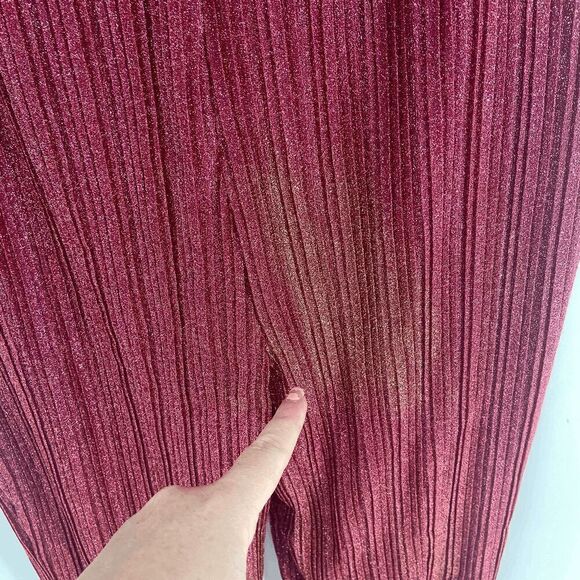 Revolve NBD Phoibe Womens Glitter Pink Fuchsia Metallic New Flare Pant Medium - Picture 8 of 9